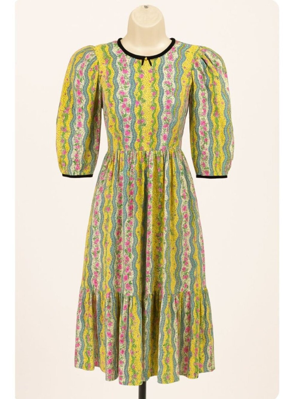 Cath Kidston Sweet Pea Striped Drop Waisted Dress - Size 2